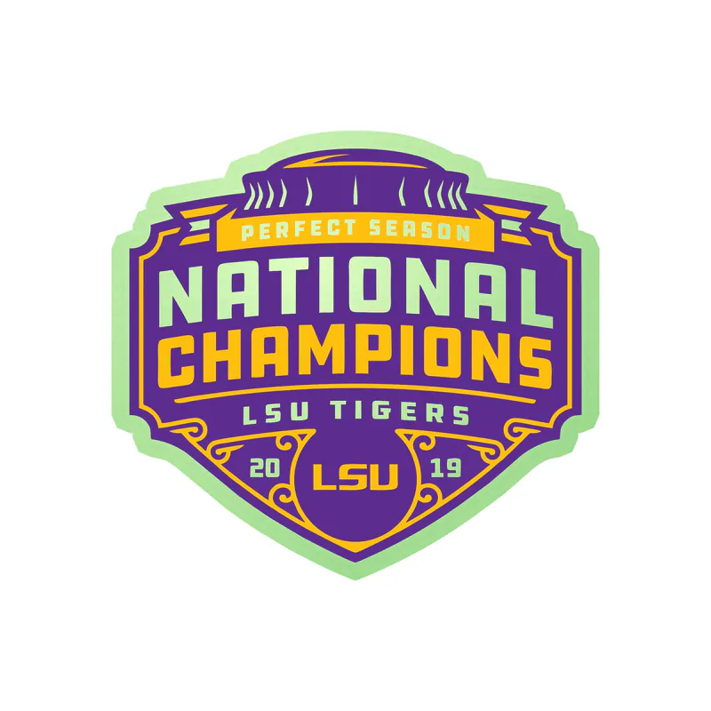 LSU Tigers - National Champions Perfect Season - Glow in the Dark Vinyl Decal - Custom Size