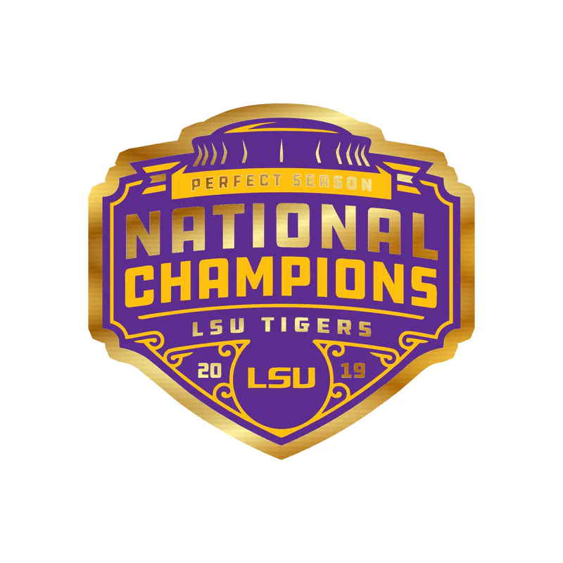 LSU Tigers - National Champions Perfect Season - Gold Chrome Vinyl Decal - Custom Size