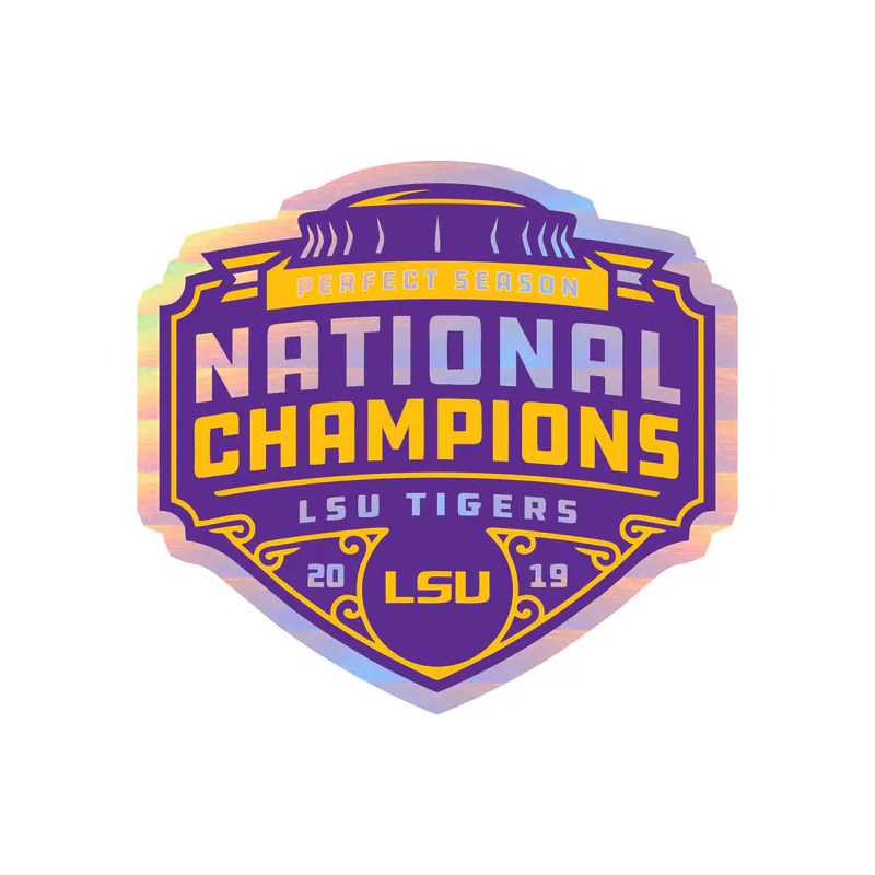 LSU Tigers - National Champions Perfect Season - Holographic Vinyl Decal - Custom Size