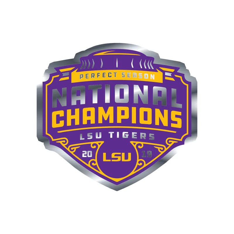 LSU Tigers - National Champions Perfect Season - Silver Chrome Vinyl Decal - Custom Size