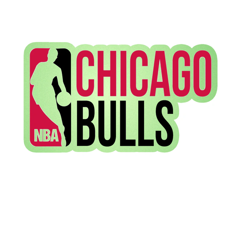 Chicago Bulls - NBA Logo With Name - Glow in the Dark Vinyl Sticker - Custom Size