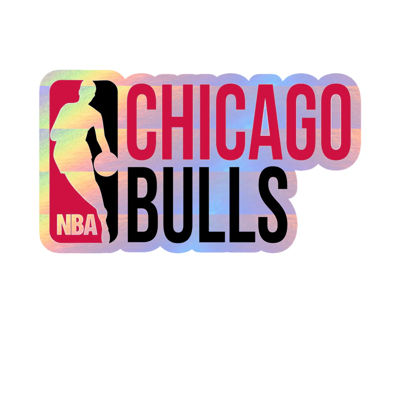 Chicago Bulls - NBA Logo With Name - Holographic Vinyl Sticker - Custom Size