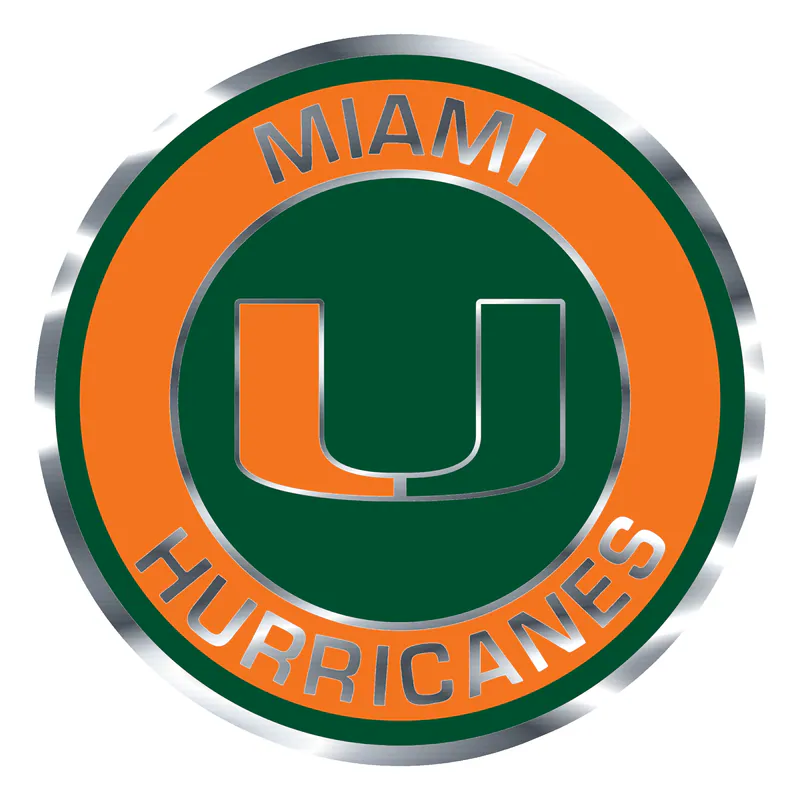 Miami Hurricanes - Image 3 - Silver Chrome Vinyl Decal - Custom Size