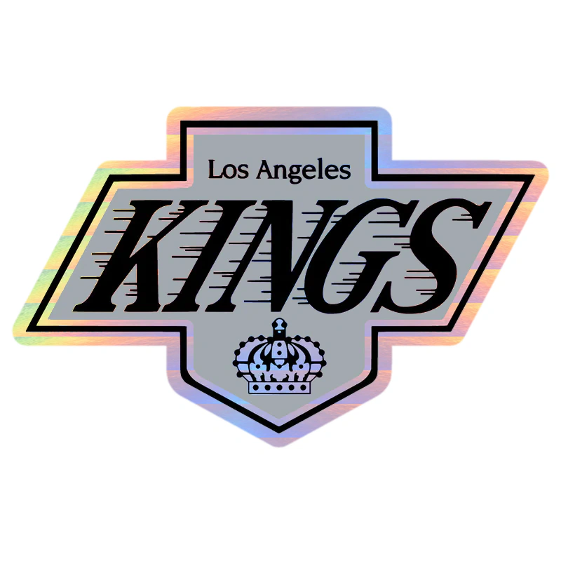 Los Angeles Kings - Gray Background With Kings - Holographic Vinyl Sticker - Custom Size