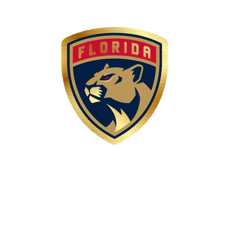 Florida Panthers - Shield With Panther - Gold Chrome Vinyl Sticker - Custom Size