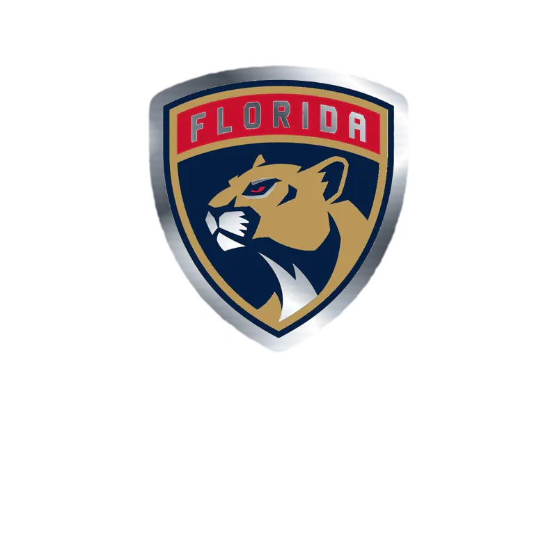 Florida Panthers - Shield With Panther - Silver Chrome Vinyl Sticker - Custom Size