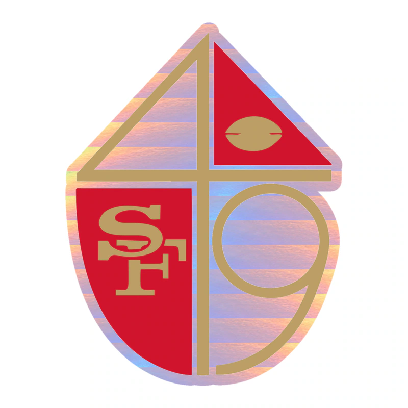 San Francisco 49ers - Throwback Logo - Holographic Vinyl Sticker - Custom Size