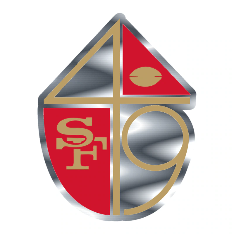San Francisco 49ers - Throwback Logo - Silver Chrome Vinyl Sticker - Custom Size
