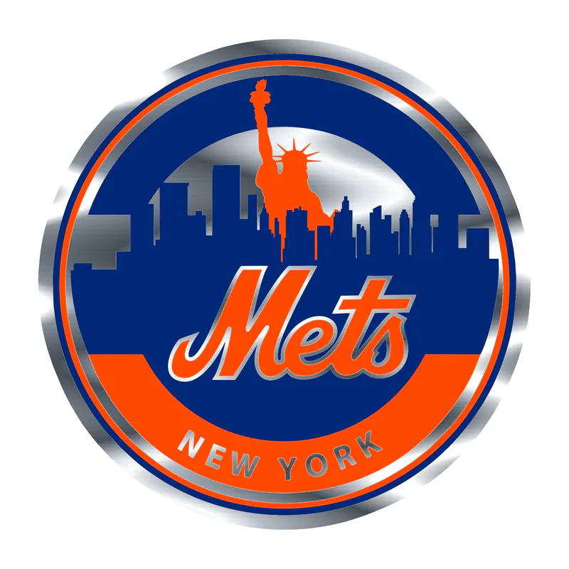 New York Mets - Silver Chrome Vinyl Sticker - Custom Size