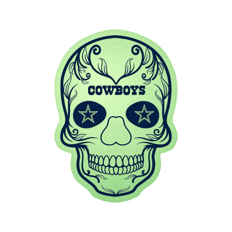 Dallas Cowboys - Sugar Skull - Glow in the Dark Vinyl Sticker - Custom Size