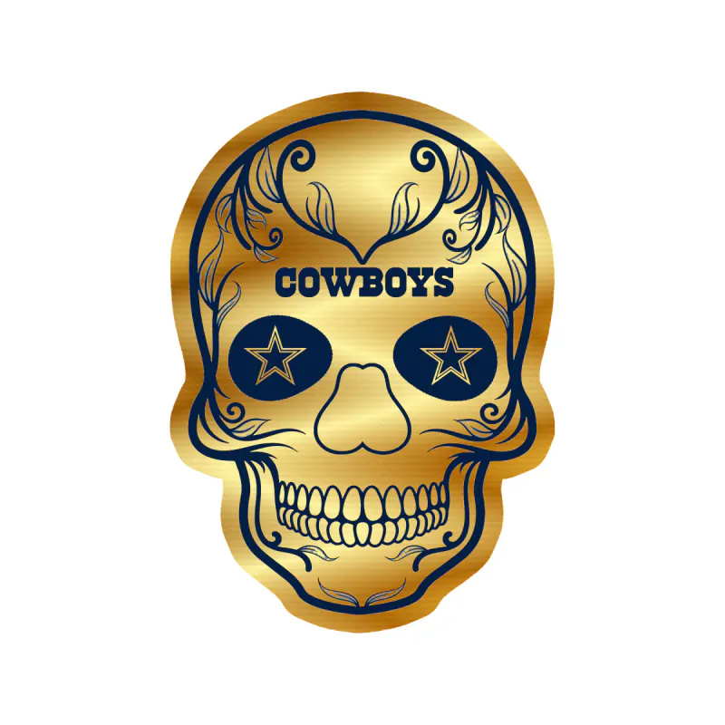 Dallas Cowboys - Sugar Skull - Gold Chrome Vinyl Sticker - Custom Size