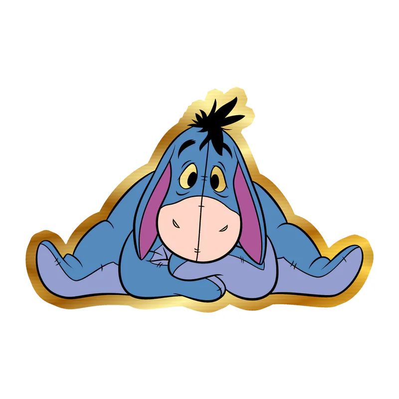 Winnie The Pooh - Eeyore - Gold Chrome Vinyl Sticker - Custom Size