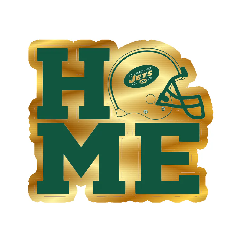 New York Jets - Home - Gold Chrome Vinyl Sticker - Custom Size