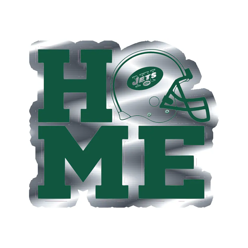 New York Jets - Home - Silver Chrome Vinyl Sticker - Custom Size
