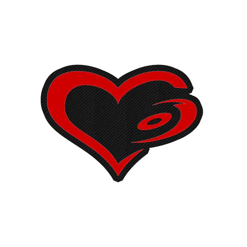 Carolina Hurricanes - Heart With Hurricane On Side - Carbon Fiber Vinyl Sticker - Custom Size