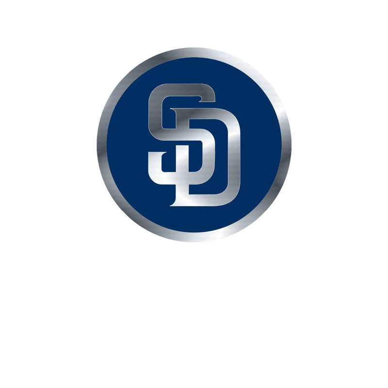 San Diego Padres - Blue Circle With SD - Silver Chrome Vinyl Sticker - Custom Size