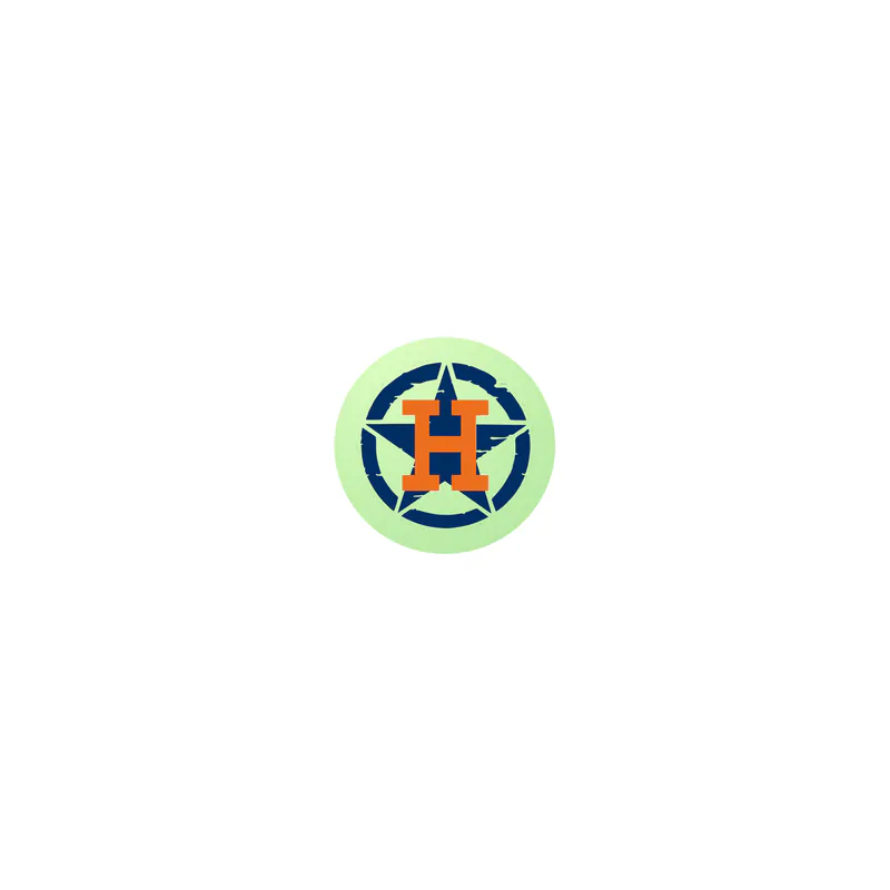 Houston Astros - Blue Circle And Star With Orange H - Glow in the Dark Vinyl Sticker - Custom Size