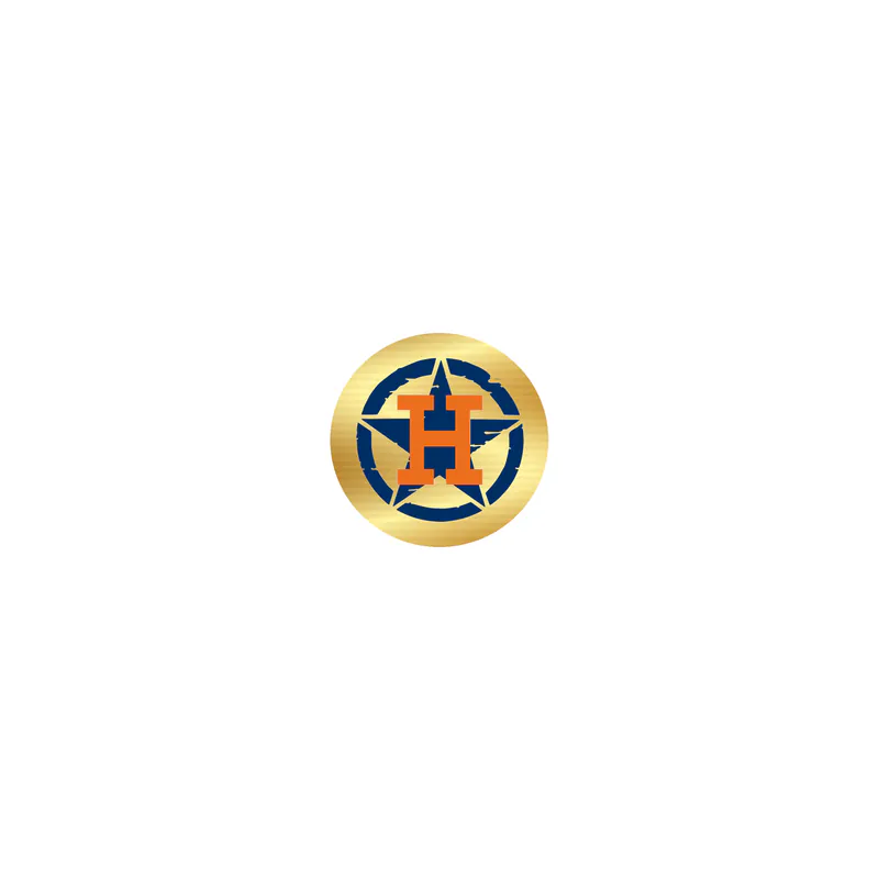 Houston Astros - Blue Circle And Star With Orange H - Gold Chrome Vinyl Sticker - Custom Size