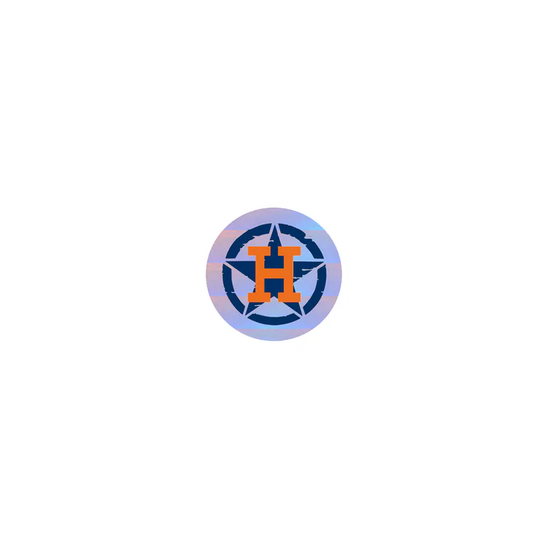 Houston Astros - Blue Circle And Star With Orange H - Holographic Vinyl Sticker - Custom Size