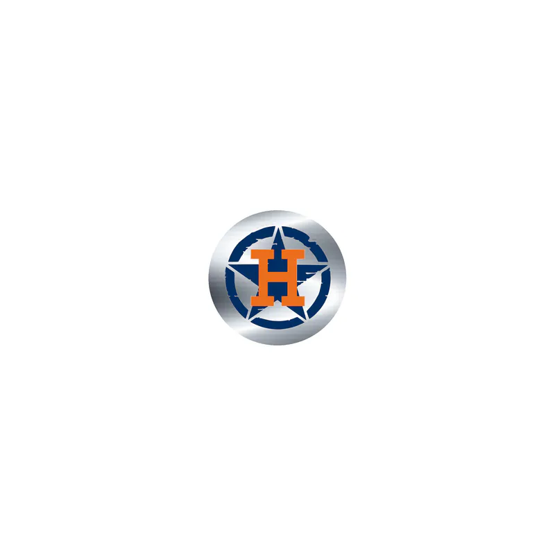 Houston Astros - Blue Circle And Star With Orange H - Silver Chrome Vinyl Sticker - Custom Size