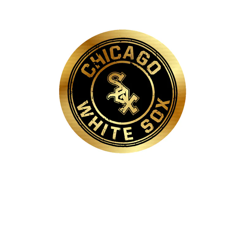 Chicago White Sox - Black and Gray Circle - Gold Chrome Vinyl Sticker - Custom Size