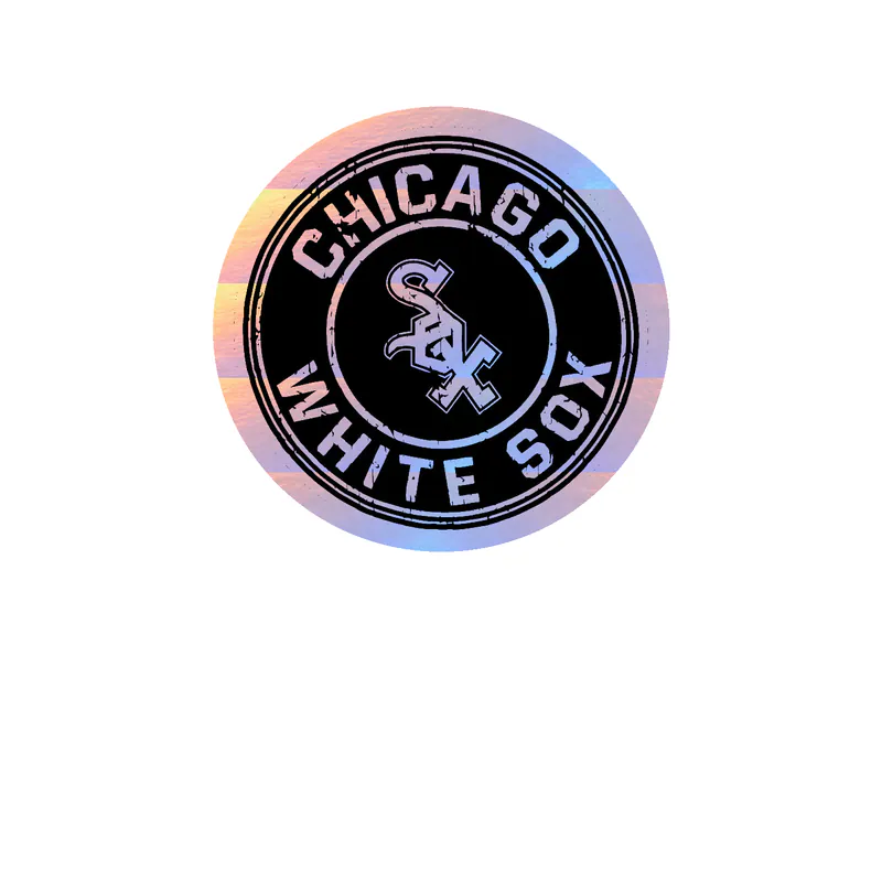 Chicago White Sox - Black and Gray Circle - Holographic Vinyl Sticker - Custom Size