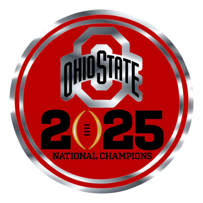 Ohio State Buckeyes - 2025 National Champs - Circle Logo - Silver Chrome Vinyl Decal