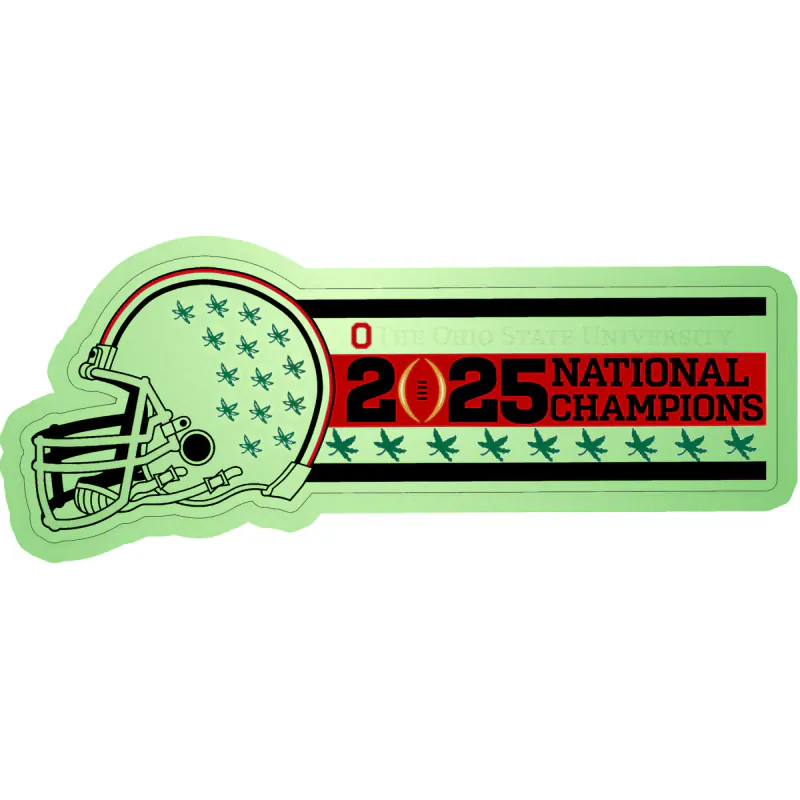 Ohio State Buckeyes - 2025 National Champions - Helmet with 9 buckeye leaves - Glow in the Dark Vinyl Decal