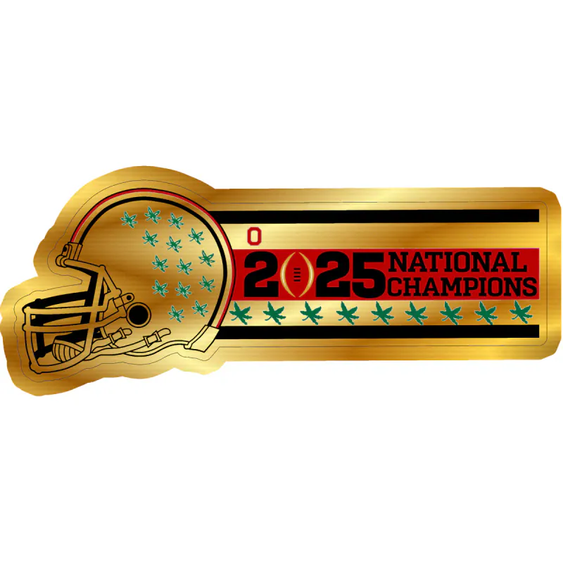 Ohio State Buckeyes - 2025 National Champions - Helmet with 9 buckeye leaves - Gold Chrome Vinyl Decal