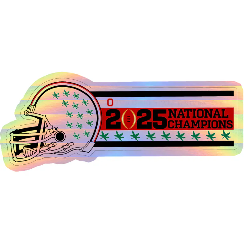 Ohio State Buckeyes - 2025 National Champions - Helmet with 9 buckeye leaves - Holographic Vinyl Decal