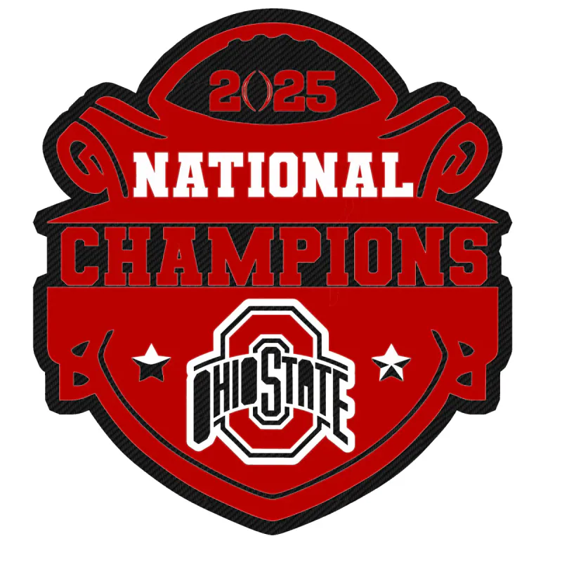 Ohio State Buckeyes - 2025 National Champions - Shield - Carbon Fiber Vinyl Decal