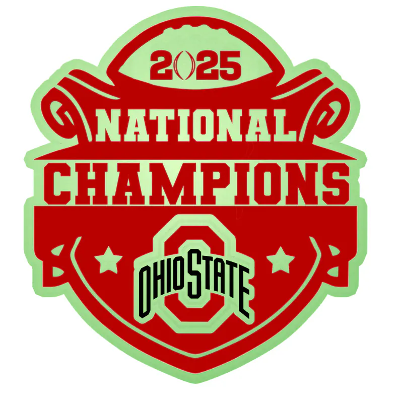 Ohio State Buckeyes - 2025 National Champions - Shield - Glow in the Dark Vinyl Decal