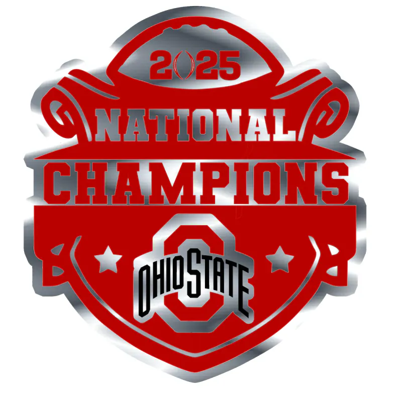 Ohio State Buckeyes - 2025 National Champions - Shield - Silver Chrome Vinyl Decal