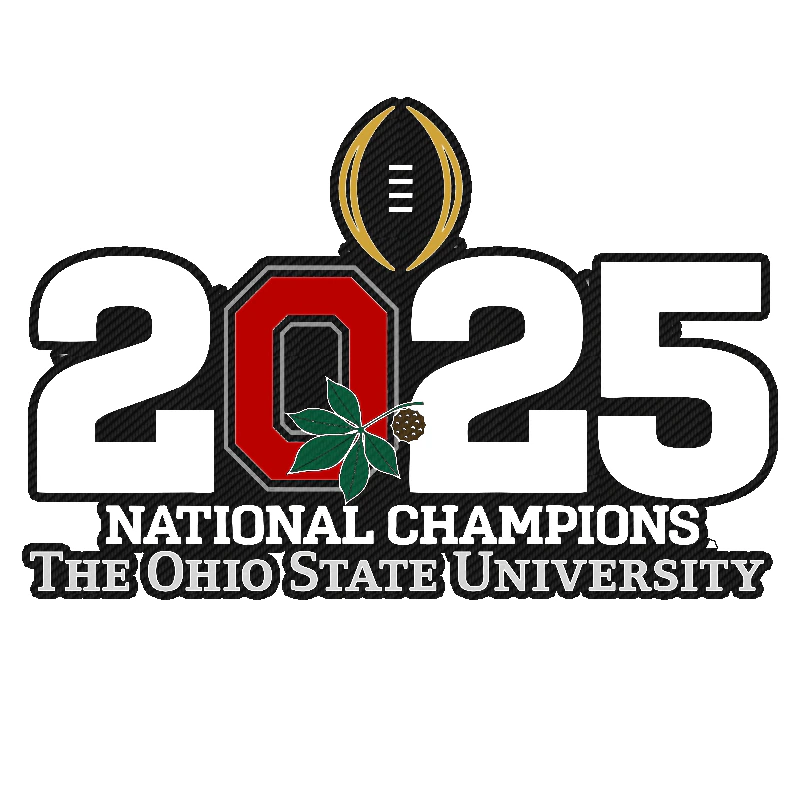 Ohio State Buckeyes - 2025 National Champions - O with leaf - Carbon Fiber Vinyl Decal