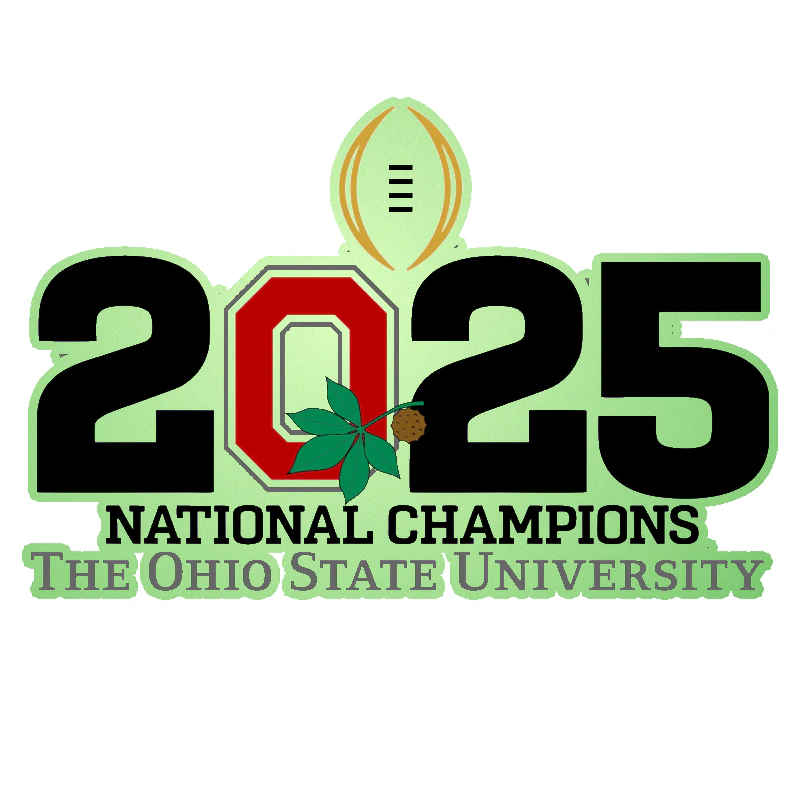Ohio State Buckeyes - 2025 National Champions - O with leaf - Glow in the Dark Vinyl Decal