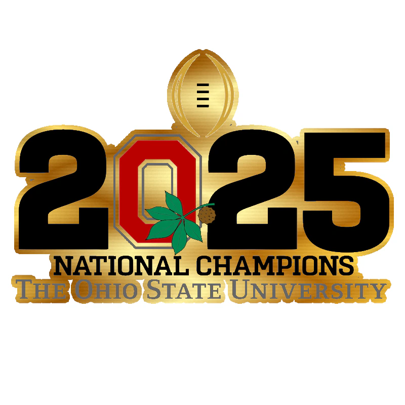 Ohio State Buckeyes - 2025 National Champions - O with leaf - Gold Chrome Vinyl Decal