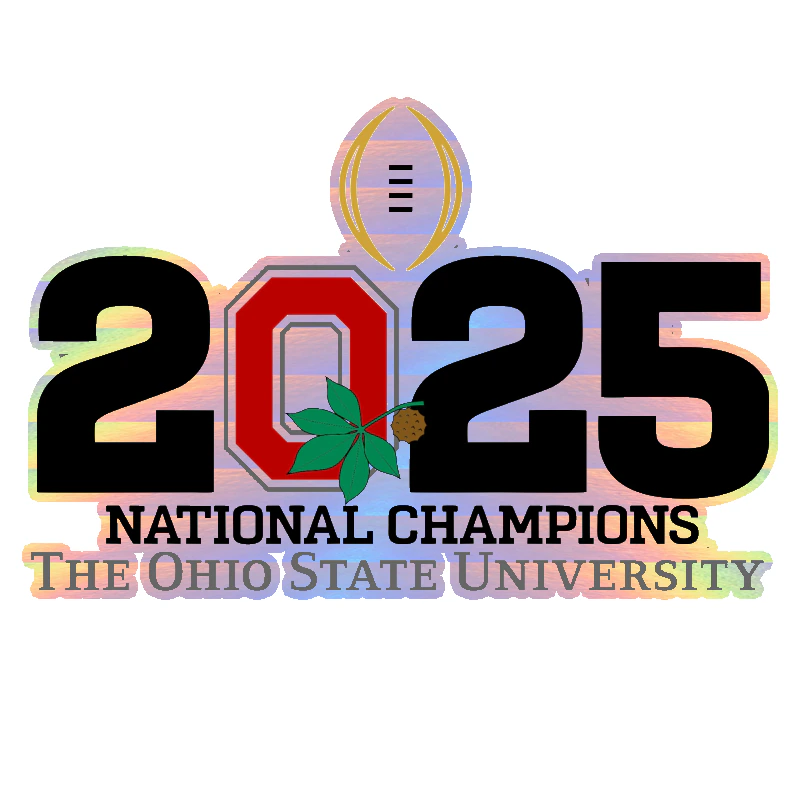Ohio State Buckeyes - 2025 National Champions - O with leaf - Holographic Vinyl Decal