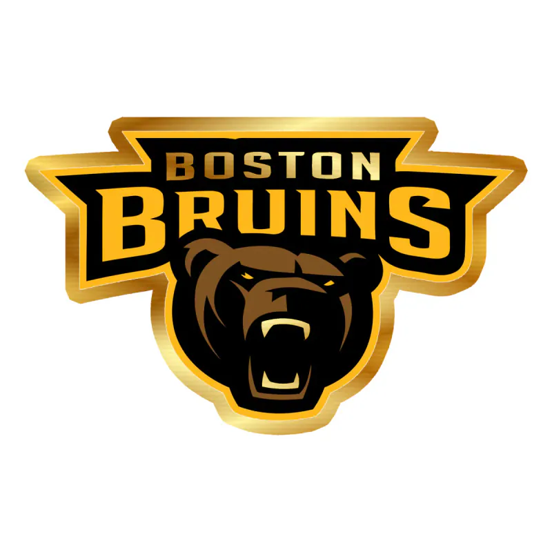 Boston Bruins - Name With Bear - Gold Chrome Vinyl Sticker - Custom Size