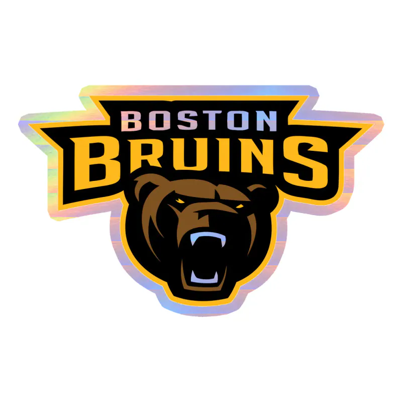 Boston Bruins - Name With Bear - Holographic Vinyl Sticker - Custom Size