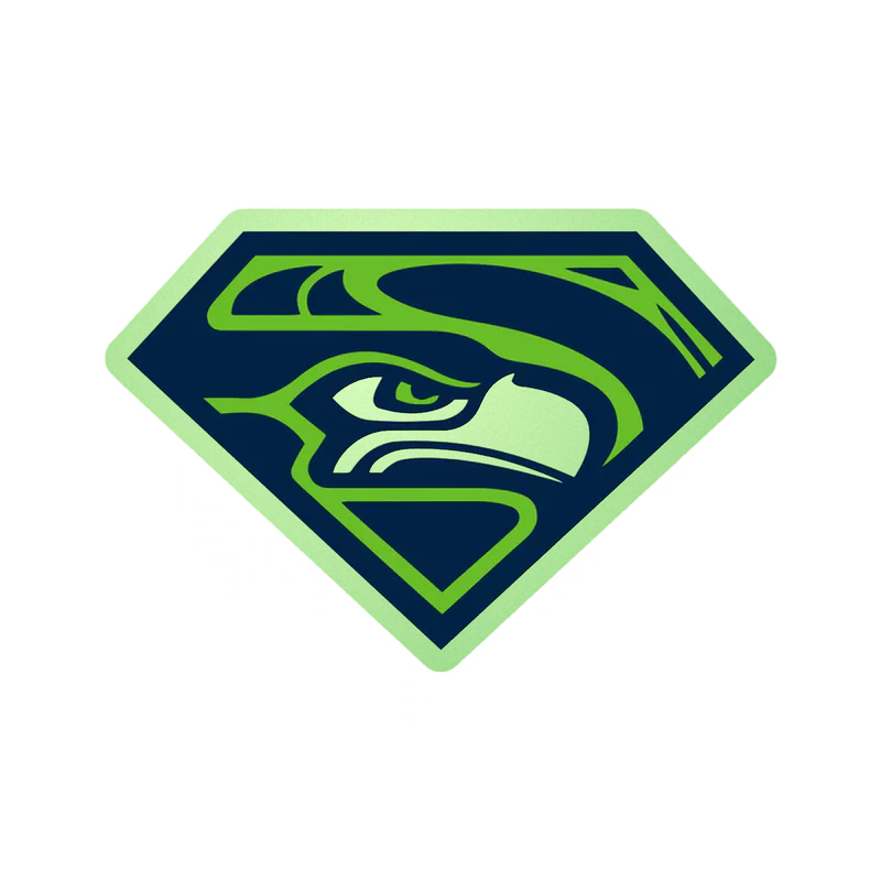 Seattle Seahawks Diamond Glow in the Dark Vinyl Sticker - Custom Size
