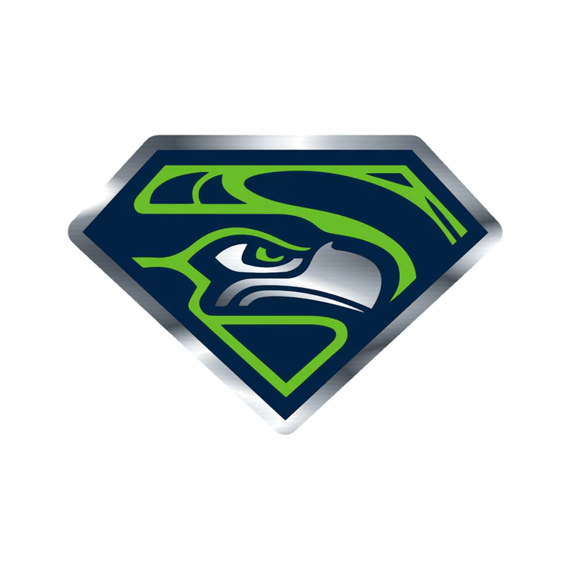 Seattle Seahawks Diamond Silver Chrome Vinyl Sticker - Custom Size