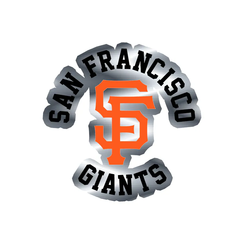 San Francisco Giants - SF with Name - Silver Chrome Vinyl Sticker - Custom Size