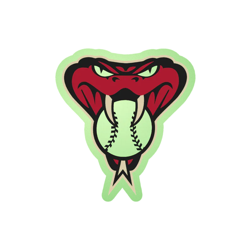 Arizona Diamondbacks - Snake With Baseball - Glow in the Dark Vinyl Sticker - Custom Size