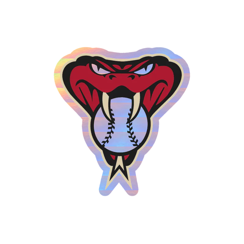Arizona Diamondbacks - Snake With Baseball - Holographic Vinyl Sticker - Custom Size