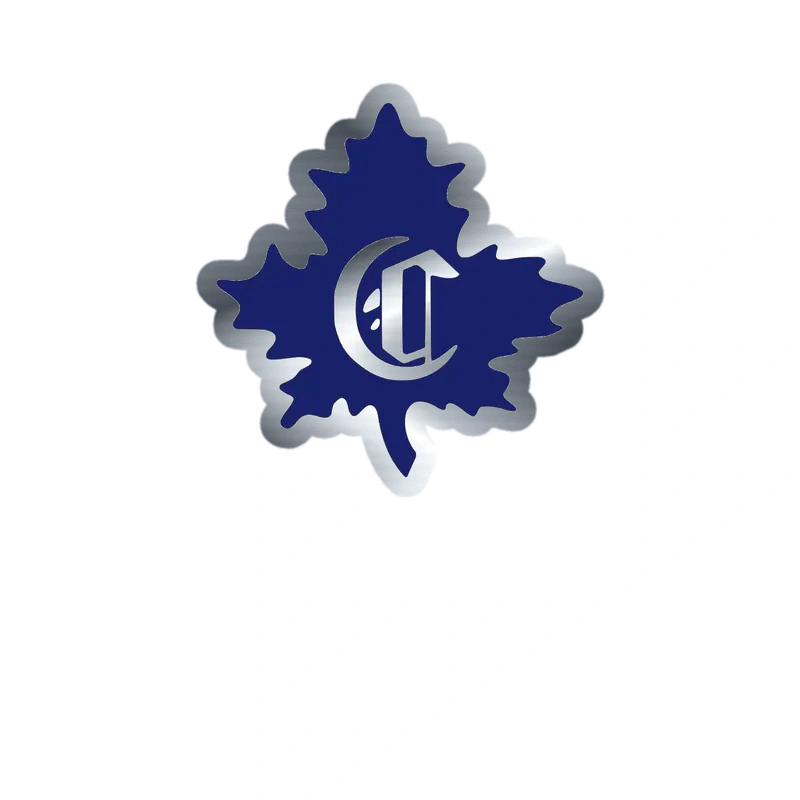 Montreal Canadiens - Blue Leaf With C - Silver Chrome Vinyl Sticker - Custom Size