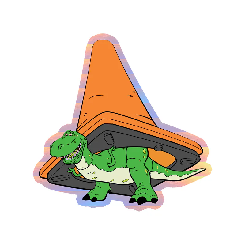 Toy Story Rex Holographic Vinyl Sticker - Custom Size