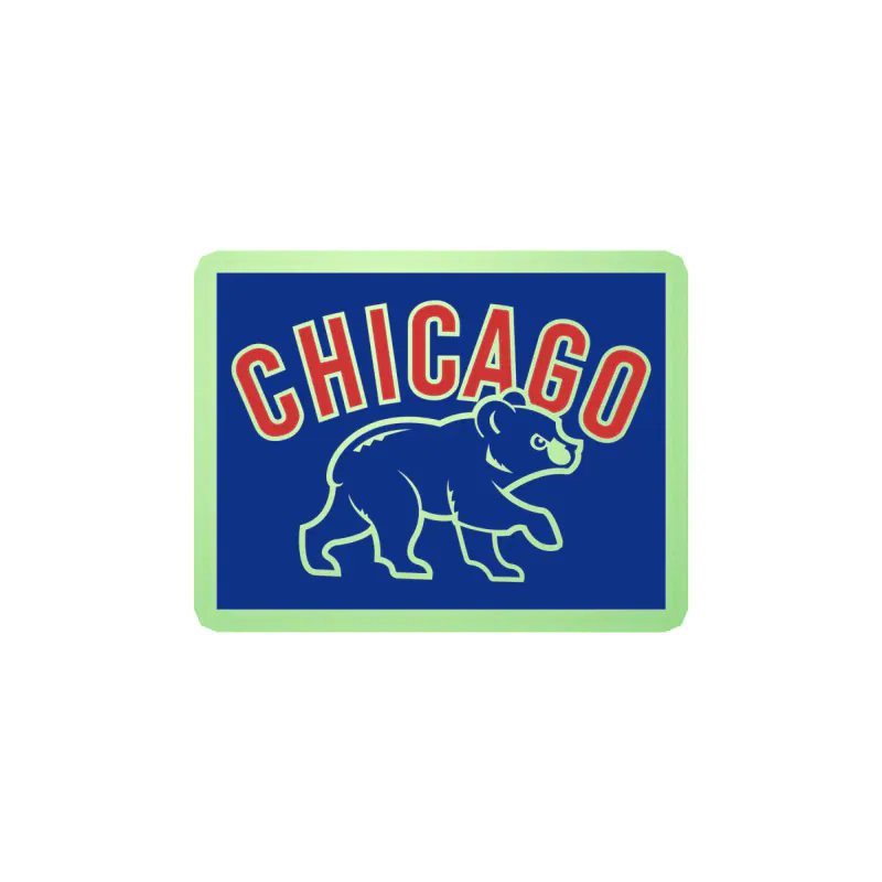 Chicago Cubs - Blue Square With Cub - Glow in the Dark Vinyl Sticker - Custom Size