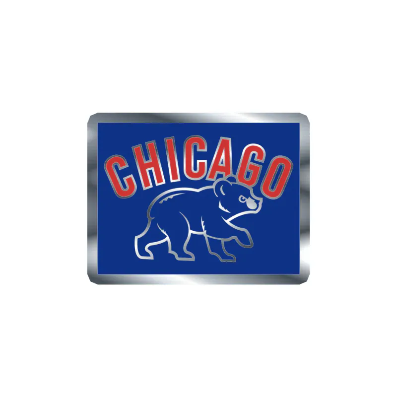 Chicago Cubs - Blue Square With Cub - Silver Chrome Vinyl Sticker - Custom Size