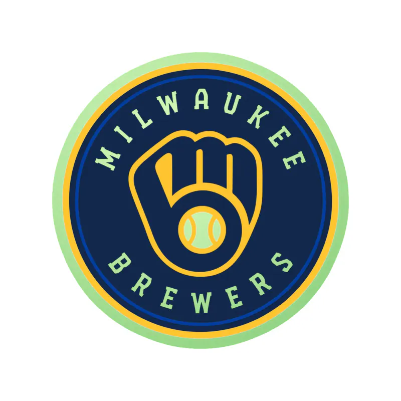 Milwaukee Brewers - Circle With Name And Glove - Glow in the Dark Vinyl Sticker - Custom Size