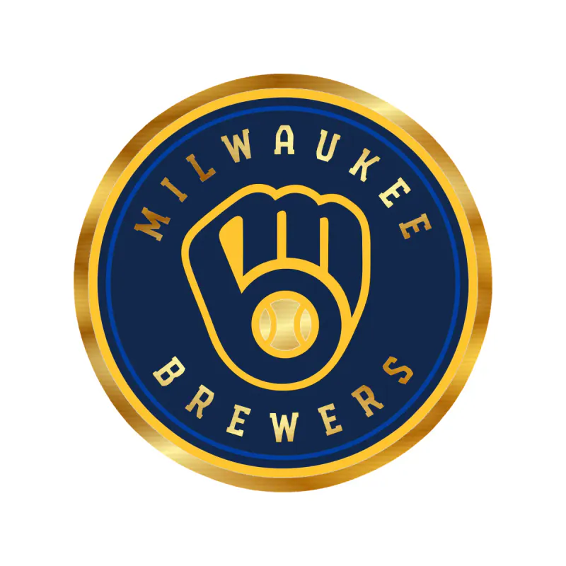 Milwaukee Brewers - Circle With Name And Glove - Gold Chrome Vinyl Sticker - Custom Size